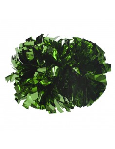 Pompons Professionnels Cheerleading 4” avec Poignée Centrale - Métallique Vert