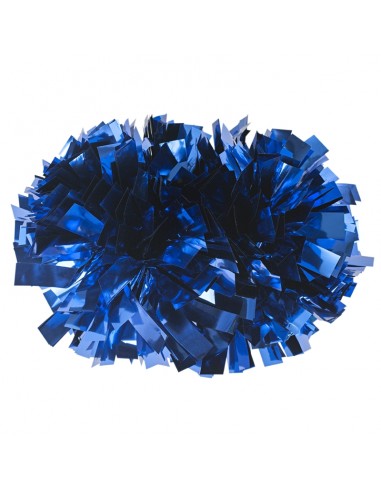 Pompons Professionnels Cheerleading 4” avec Poignée Centrale - Métallique Bleu
