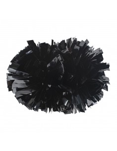 Pompons Professionnels Cheerleading 4” avec Poignée Centrale - Métallique Noir