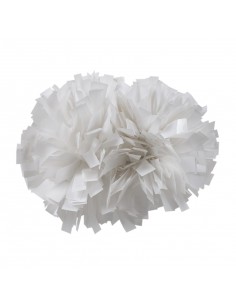 Pompones Profesionales Cheerleading 4” con Agarre Central - Metálico Blanco