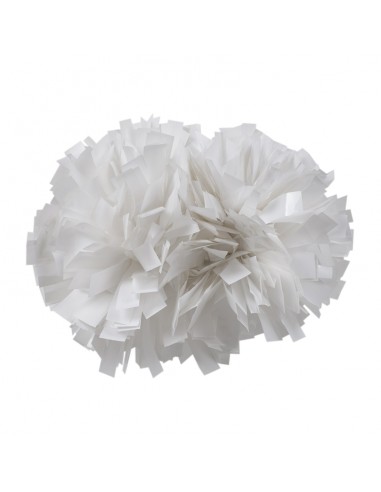 Pompons Professionnels Cheerleading 4” avec Poignée Centrale - Métallique Blanc