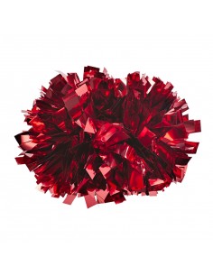 Pompones Profesionales Cheerleading 4” con Agarre Central - Metálico Rojo