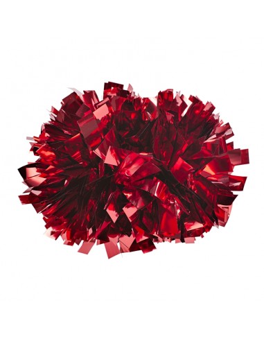 Pom Pon Professionale Cheerleading 4” con Impugnatura Centrale - Metallico Rosso