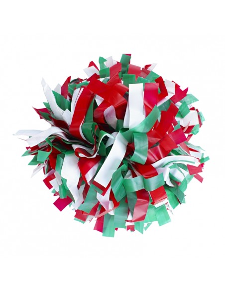 Professional 6" pom with baton handle – Plastic Green White Red