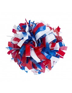 Pom pon professionale 6" con impugnatura centrale - Plastica Blu Bianco Rosso