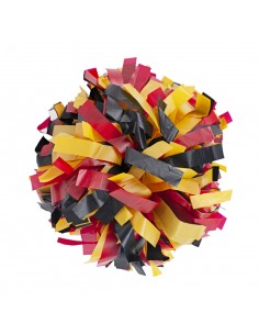 Pom-pom profesional 6" con asa central – Plástico Rojo, Amarillo y Negro
