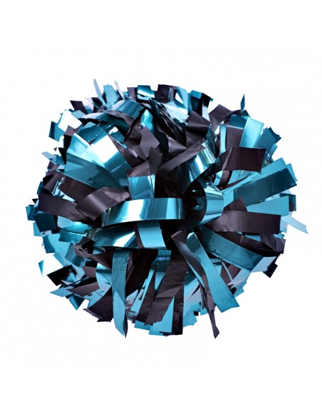 Pom pon professionale 6" con impugnatura centrale - Metallico Turchese Plastica Nero