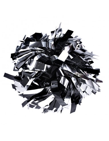 Pom pon professionale 6" con impugnatura centrale - Metallico Argento e Nero