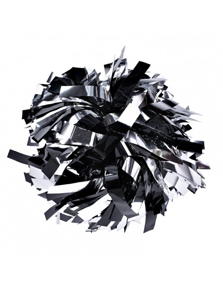 Pom pon professionale 6" con impugnatura centrale - Metallico Argento e Nero