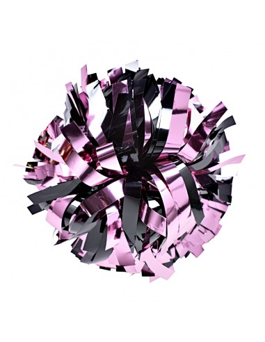 Pom pon professionale 6" con impugnatura centrale - Metallico Nero e Rosa