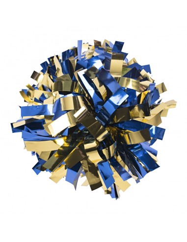 Pom pon professionale 6" con impugnatura centrale - Metallico Oro e Blu