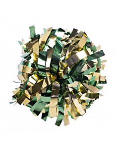 Pom-pom profesional 6" con asa central – Metálico Oro y Verde