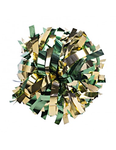 Pom pon professionale 6" con impugnatura centrale - Metallico Oro e Verde