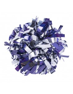 Pom-pom profesional 6" con asa central – Holográfico Violeta Metálico Plata