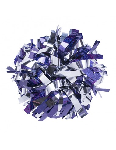 Pom pon professionale 6" con impugnatura centrale - Olografico Viola Metallico Argento