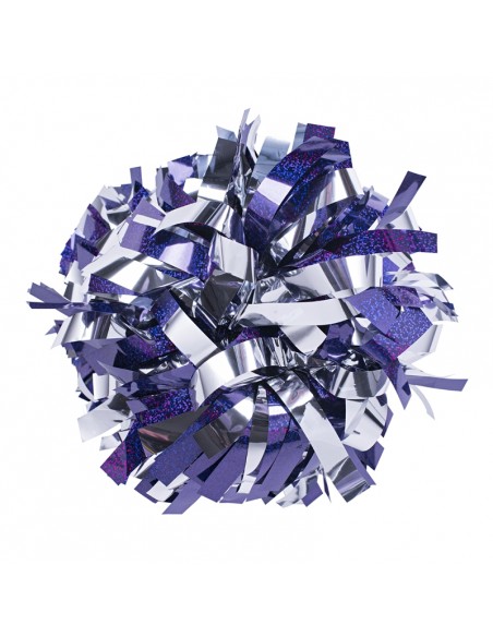 Pom pon professionale 6" con impugnatura centrale - Olografico Viola Metallico Argento