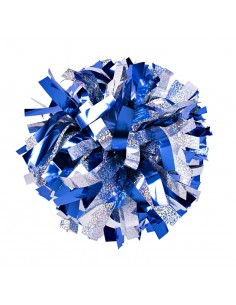 Pompon professionnel 6" avec poignée centrale – Holographique Argent Métallique Bleu