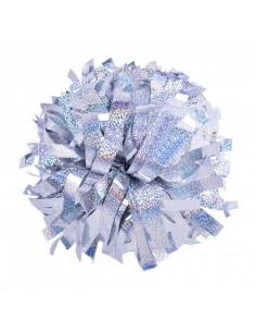Pom-pom profesional 6" con asa central – Holográfico Plata