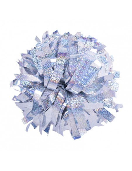 Pom pon professionale 6" con impugnatura centrale - Olografico Argento