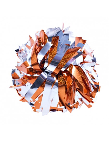 Pom pon professionale 6" con impugnatura centrale - Olografico Arancione Metallico Argento
