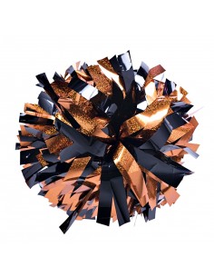 Pom-pom profesional 6" con asa central – Holográfico Naranja Metálico Negro