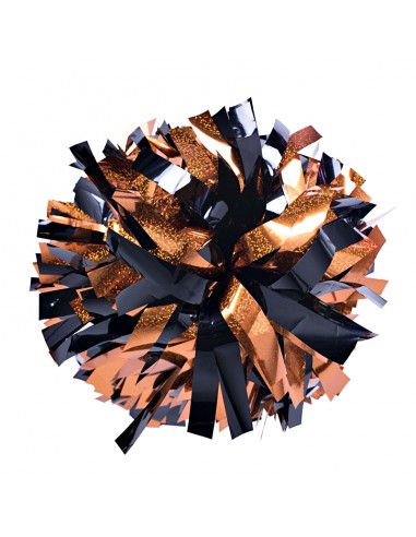 Pom pon professionale 6" con impugnatura centrale - Olografico Arancione Metallico Nero