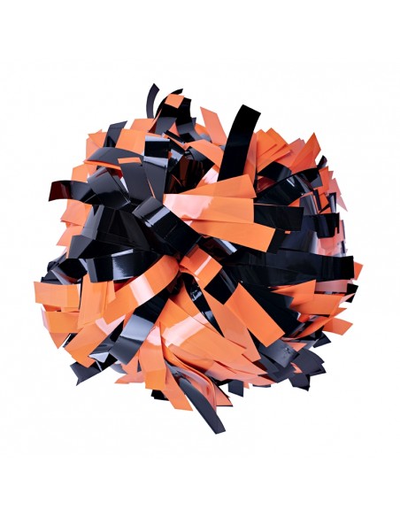 Professional 6" pom with baton handle – Neon Orange Metallic Black