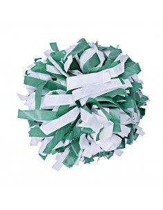 Pompon professionnel 6" avec poignée centrale – Plastique Blanc et Vert