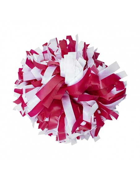 Pom pon professionale 6" con impugnatura centrale - Plastica Bianco e Rosso