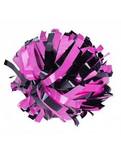 Pom pon professionale 6" con impugnatura centrale - Neon Rosa Metallico Nero