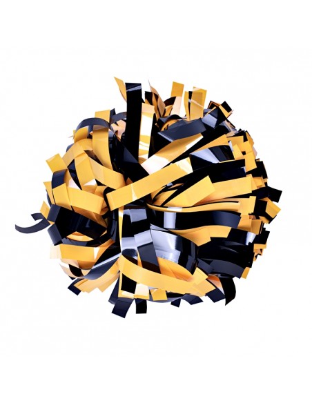 Professional 6" pom with baton handle – Neon Yellow Metallic Black
