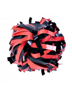 Pom pon professionale 6" con impugnatura centrale - Neon Rosso Metallico Nero