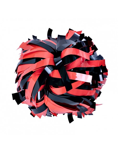 Pom pon professionale 6" con impugnatura centrale - Neon Rosso Metallico Nero