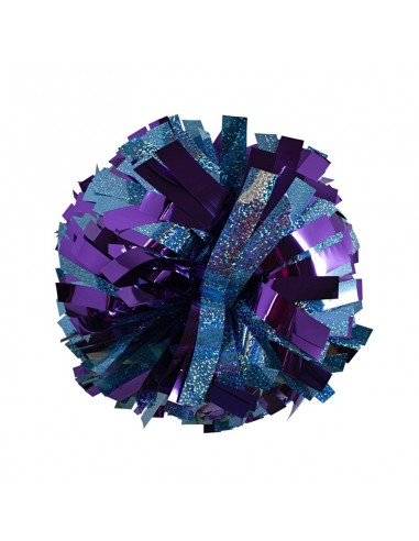 Pom pon professionale 6" con impugnatura centrale - Olografico Azzurro Metallico Viola