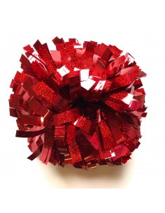 Pom-pom profesional 6" con asa central – Holográfico Rojo
