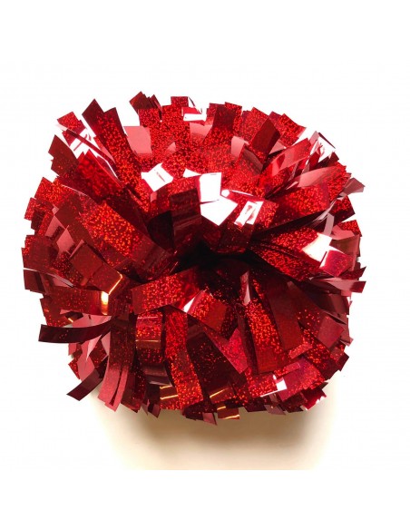 Professional 6" pom with baton handle – Holographic Red