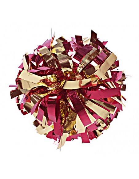 Professional 6" pom with baton handle – Metallic Gold and Red