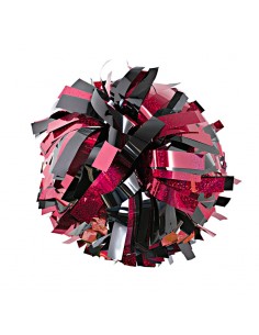 Pompon professionnel 6" avec poignée centrale – Holographique Rouge Métallique Noir