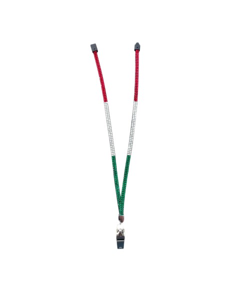 Fischietto versione Lux con Strass, Bianco-Rosso-Verde