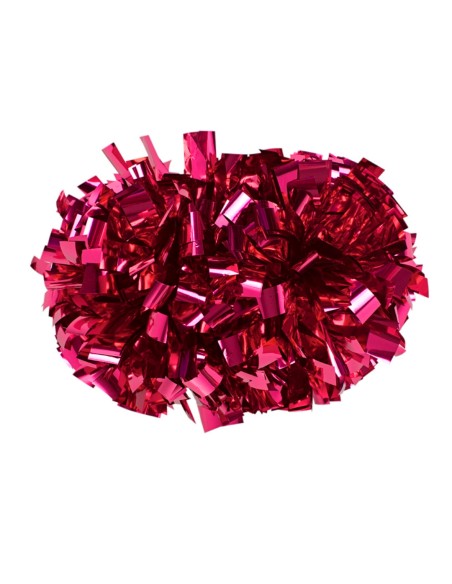 Professional Cheerleading Pom Pons 4” with Baton Handle - Fuchsia Pink