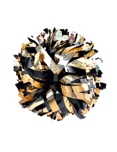Pom pon professionale 6" con impugnatura centrale - Olografico Oro Metallico Nero