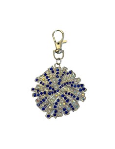 Pendentif pompon strass - Bleu