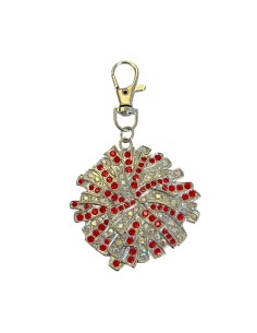 Colgante  pompones con pedreria - Rojo