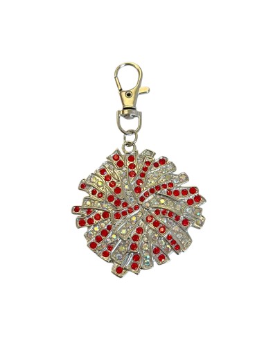 Pendentif pompon strass - Rouge