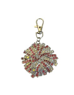 Pendentif pompon strass - Rose