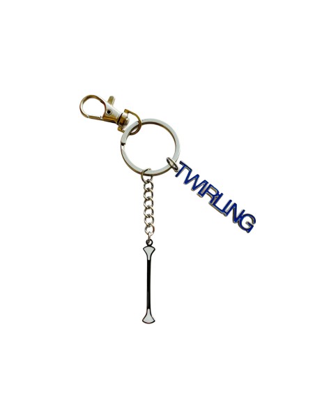 Ciondolo Portachiavi Twirling in acciaio inox BLU