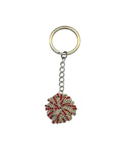 Colgante  pompones con pedreria - Rojo