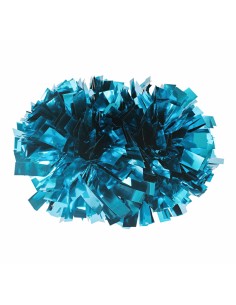 Pompones Profesionales Cheerleading 4” con Agarre Central - Metálico Azul Claro