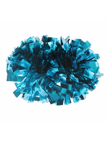 Pom Pon Professionale Cheerleading 4” con Impugnatura Centrale - Metallico Azzurro