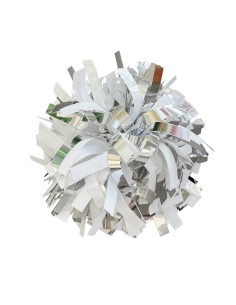 Pom pon professionale 6" con impugnatura centrale - Metallico Argento e Bianco